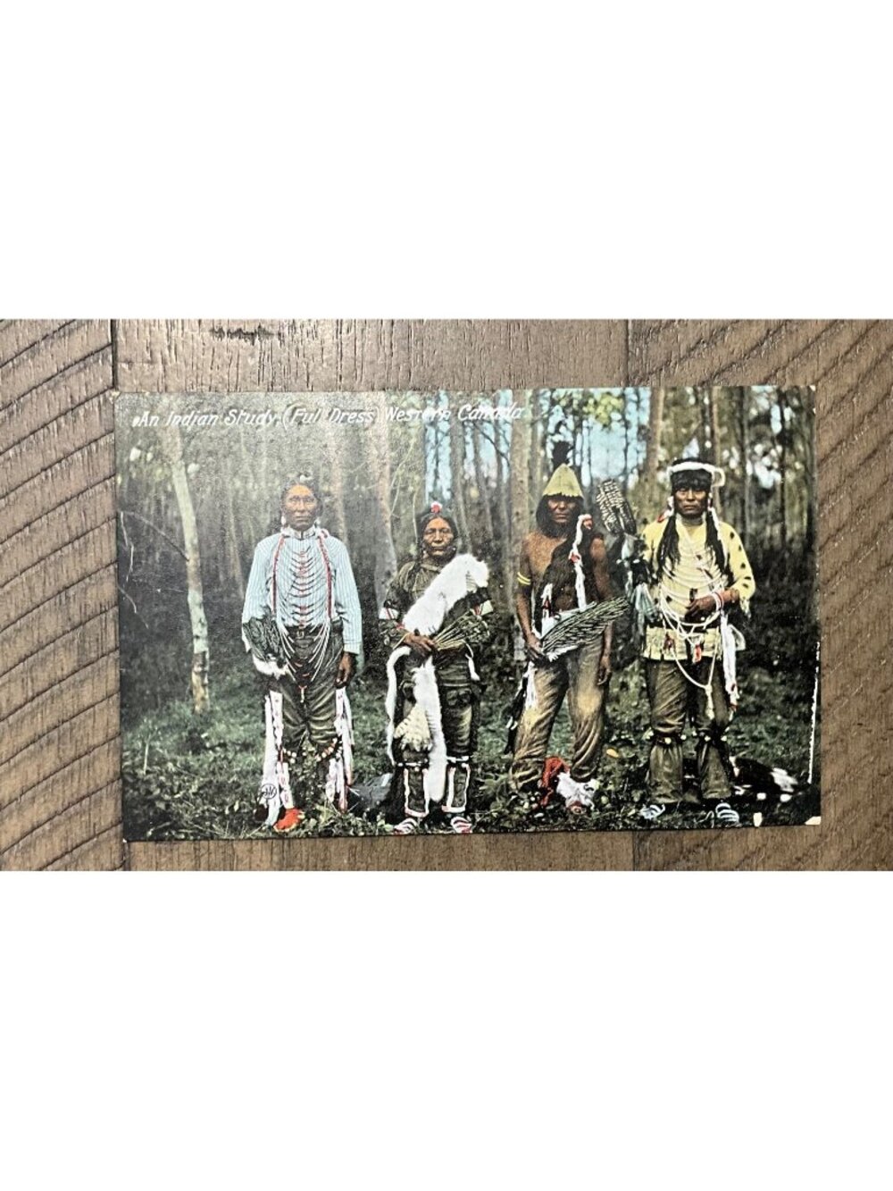 An Indian Study Postcard  Full Dress Western Canada PPC Natives Valentine